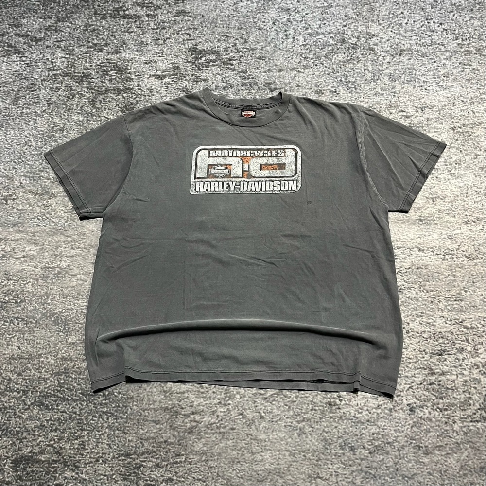 Vintage Harley Davidson T Shirt‎ Mens 3XL Gray Faded Double Sided Biker